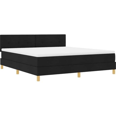 Maison Exclusive - Lit à ressort LED avec bandes LED Noir 180 x 200 cm tissu