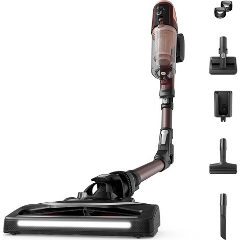 Rowenta X-Pert 6.80 Animal Flex, Aspirapolvere Senza Fili Potente con Spazzola Multifunzione con Luci LED, Kit per Animali, Display, Autonomia Fino a 60 Min, 100 W, Colore Burgundy, RH6493 (1/5)