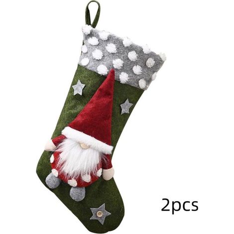 2 pièces 3D Gnomes Père Noël Bas de Noël Cheminée Bas suspendus pour la famille Décoration de Noël Personnage de Noël Saison des fêtes Décor de fête (1/5)