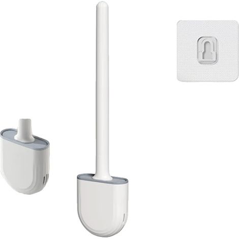 Scopino per WC, manico ergonomico, design igienico, modello 2 bianco (1/2)