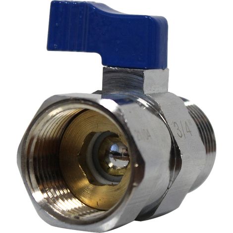Mini-vanne laiton nickelé Mâle / Femelle 3/4" (20/27) - PN16 - manette bleue - Arcanaute (1/5)