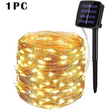 Guirlande lumineuse solaire LED extérieure de 32 m étanche type feston blanc chaud - 32 m 300 LED 1 pièce (1/5)