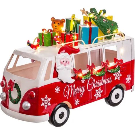 Bus di Natale in metallo con regali e luci Led per decorazioni natalizie (1/3)