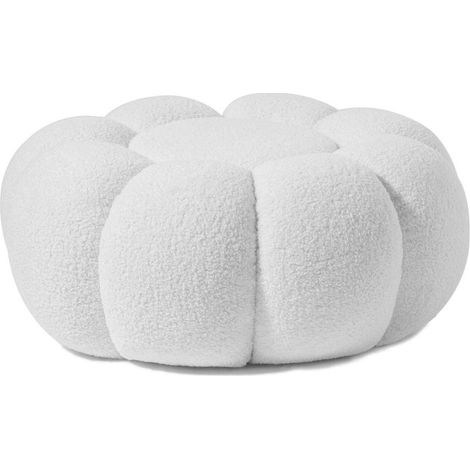 Pouf Design Fleur "Bouclette" 61cm Blanc (1/3)
