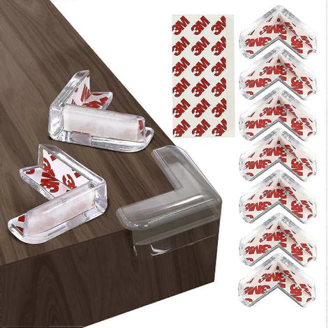 Protections d'angle (lot de 12) transparentes pour la sécurité des enfants, avec adhésif 3M, en forme de L, souples et résistantes, compatibles avec les meubles.