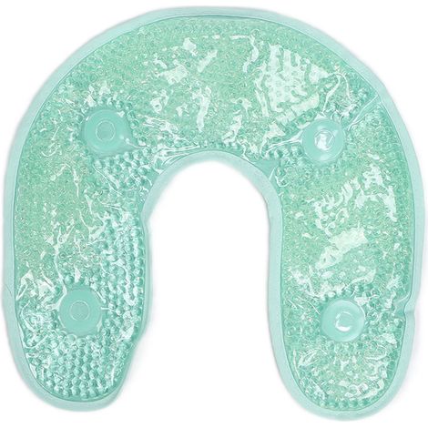 Oreiller cervical en gel en forme de U - soulage les douleurs cervicales - réutilisable - vert clair (1/5)
