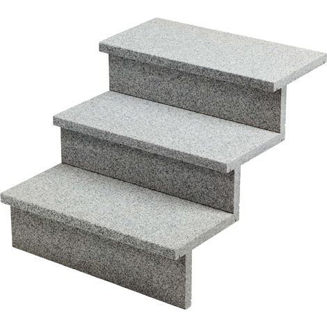 Dessus de marche Granit Gris Clair 60x30x3 cm Bord Droit (à l'unité) - RO'MA NATURE