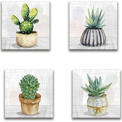 Lupia - Set di 4 Quadri Moderni su Carta Telata, Canvas NATURA 16x16 cm, Stampe Vivide con piante Naturali, Decorazione per Cucina, Soggiorno, Ufficio, Pronti da Appendere, Realizzato in Italia (1/4)