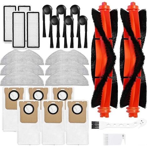 Le kit d'accessoires compatible avec l'aspirateur robot H40 OV51 comprend une brosse rotative principale, des brosses latérales et des lingettes de nettoyage lavables. (1/5)
