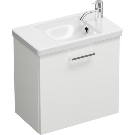 Vasque en céramique Burg Eqio + meuble sous-vasque, blanc brillant/blanc alpin GRP95