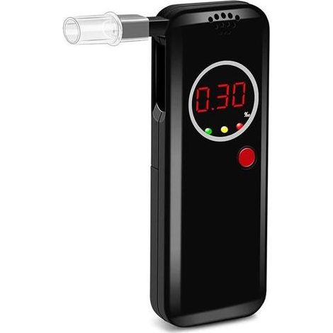 Éthylotest avec écran numérique LCD et embouts – Idéal pour un usage domestique ou festif (Noir) (1/5)