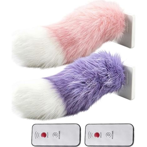 Elektrischer, ferngesteuerter Wedelschwanz – Soundaktiviertes, flauschiges Fell – für Auto- und Cosplay-Dekoration, Rosa-Lila (1/5)