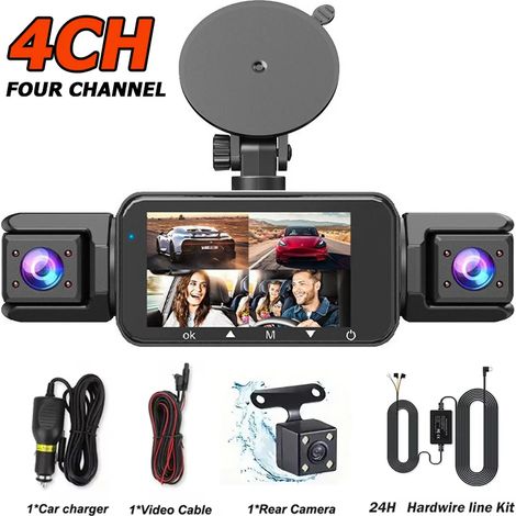 Caméra embarquée 360° avec fonction vocale (carte SD 128 Go, kit de câblage 4 canaux). (1/5)
