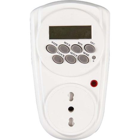 Timer Digitale Presa Elettrica Settimanale Con Spina 16A Presa Bipasso 10/16A Max 3680W