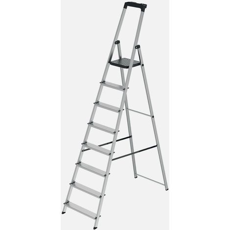 Werka Pro – Escabeau aluminium 8 marches – Hauteur ouverte 222,9 cm – Charge maximale 150 kg – Conformité EN 131 pour sécurité