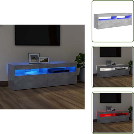 Meuble TV avec lumières LED gris béton 120x35x40 cm - Meuble Tv - Meuble Téléviseur - Armoire Tv - Télévision Led - Éclairage Led (1/5)