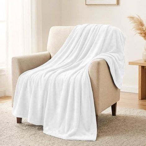 Couverture - Microfibre 260 g/m2 - 150x200 cm - OEKO-TEX Standard 100 - Blanc (1/5)