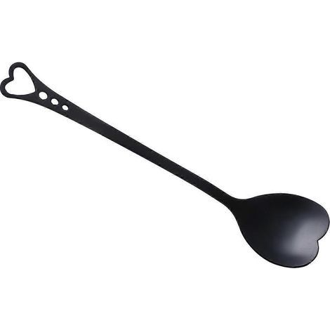 Herzförmiger, vergoldeter Edelstahllöffel, einzigartiger und charmanter Dessertlöffel, Rührlöffel, Geschirr für Zuhause, Restaurant und Café (schwarz) – 14,30 x 3,30 x 0,50 cm – Schwarz (1/3)