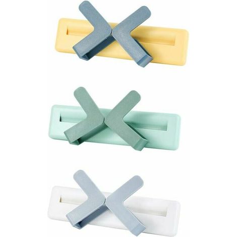 Sans Poinçon Support Mural Support de Couvercle de Pot, 3 Pièces Support de Couvercle de Pot Auto-Adhésif, Support de Couvercle de Pot Fixé au Mur, (Vert/Blanc/Jaune) (1/5)