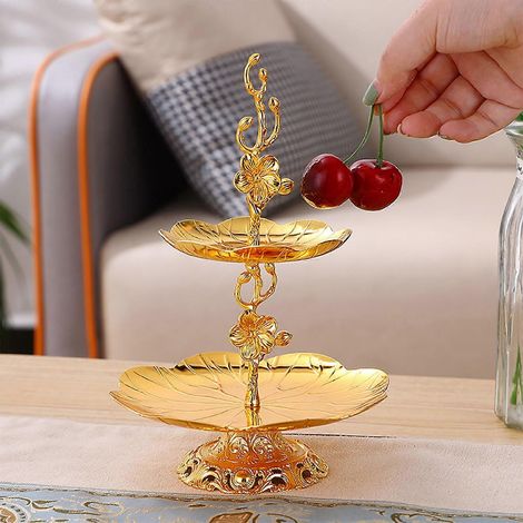 Présentoir à fruits et desserts à 2 étages, plateau de présentation pour gâteaux, bonbons et fruits (1/4)