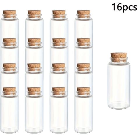(10 ml - 16 flacons) Petites bouteilles en verre avec bouchons en liège, parfaites pour présenter des objets d'art et d'artisanat et décorer des articles de fête. (1/5)