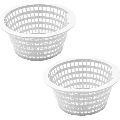 Lot de 2 paniers d'écumoire de piscine, 15,8 x 11 x 8,3 cm, conception creuse pour piscines hors-sol et enterrées - blanc-AquaForge (1/5)