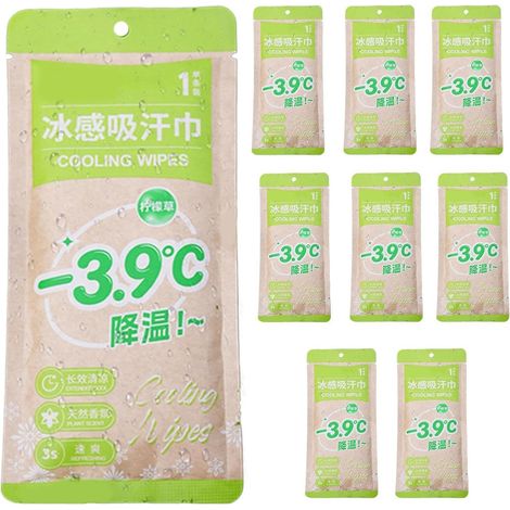 9 lingettes rafraîchissantes pour cou/visage, voyages/extérieur/plage/gym/fitness/randonnée. (1/4)