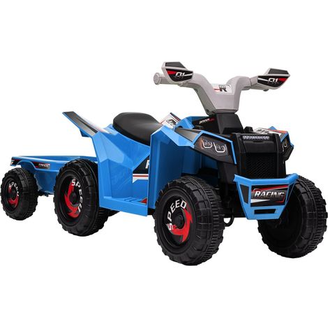 Quad Infantil Quad Eléctrico Infantil, Coche Eléctrico 6V Con Remolque, Vehículo Infantil Para Niños De 1,5-3 Años, 2,5 Km/H, Metal, Azul