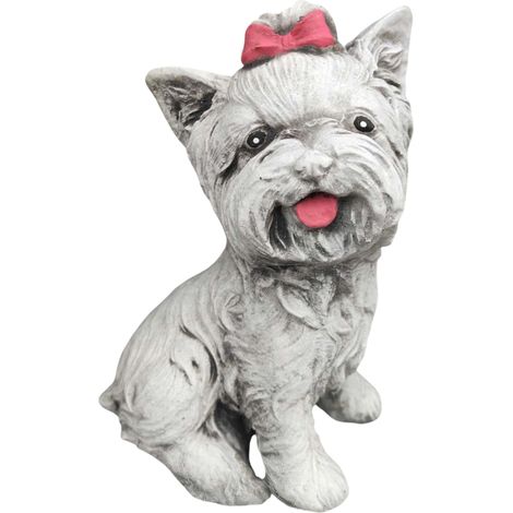 Figurine de Yorkshire Terrier Sweet Garden avec nœud papillon gris (1/4)