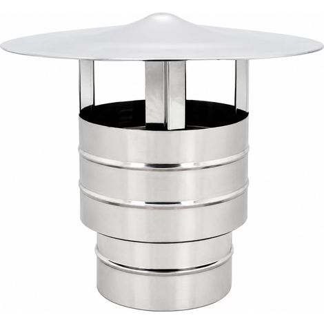 MAKA Comignolo Antivento Base Tonda, Terminale per Canna Fumaria Camino Stufa a Legna Pellet e Gas, Cappello Antipioggia Aspirafumo Rotondo Zincato Ø 300 mm (1/5)