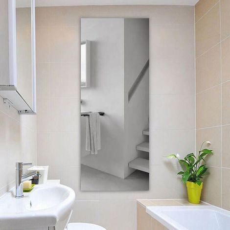 1 Miroir autocollant, Acrylique, Surface réfléchissante, 40x122 cm, Salle de bain (1/4)