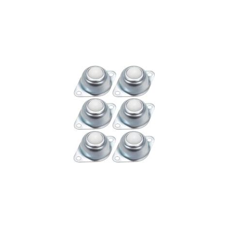 Remitery – Rueda giratoria de hierro galvanizado con rodamientos de bolas – Bolas de nailon – Carga máxima 15 kg – Juego de 6 ruedas – Giro de 360° para sistemas de transmisión