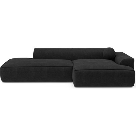 Canapé angle droit 4 places en tissu tramé gris anthracite (1/5)