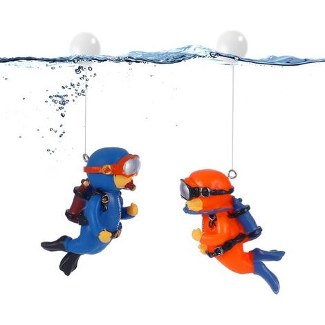Decorazione per acquario Decorazione galleggiante per acquario 2 pezzi Figura subacquea con palloncini d'acqua Per decorazione acquario Blu/Rosso (1/5)
