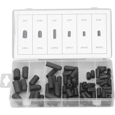Kit de 80 bouchons d'aspiration en caoutchouc résistants à la chaleur, étanches, tailles 5/32 à 3/8 pouces, assortiment noir (1/5)