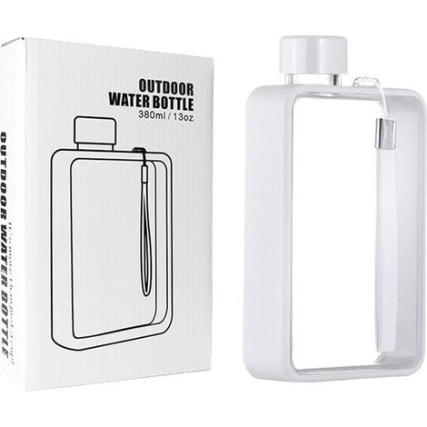 BelleRise - Gobelet plat de 380 ml, transparent, portable, pour le sport et le fitness, couleur grise. (1/4)