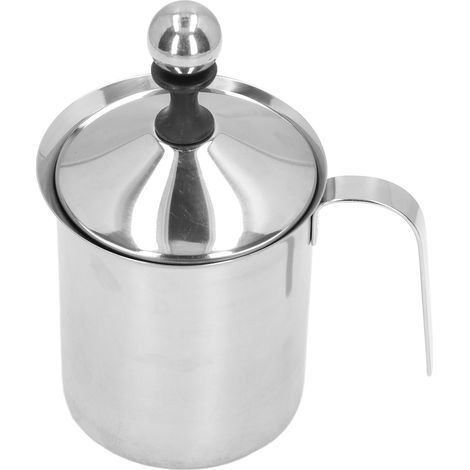 Mousseur à lait manuel 800 ml, double paroi, en acier inoxydable, pompe à main pour la cuisine (1/5)