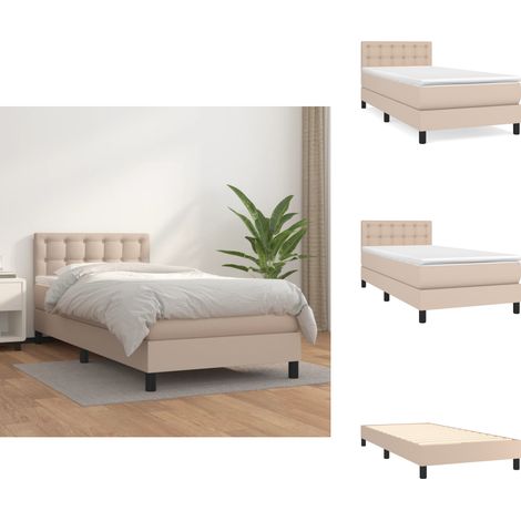 Sommier à lattes de lit avec matelas Cappuccino 100x200 cm - Lit Plateforme - Lit Double - Matelas Ressorts Ensachés - Literie - Chambre À Coucher (1/5)