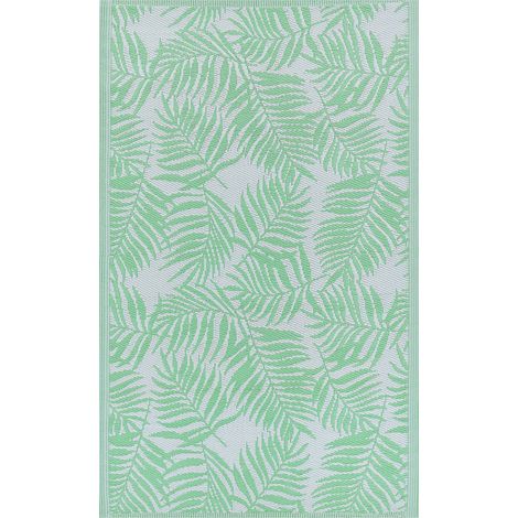 Alfombra verde claro blanco 120 x 180 cm con hojas de palmera Kota