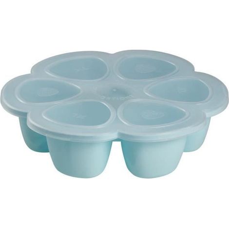 BEABA Multiportions en silicone de qualité premium, résistance thermique, couvercle hermétique, Fabriqué en Italie, 6x150 ml (1/3)