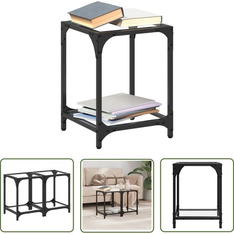 The Living Store Couchtische mit Glasplatte 2 Stk. Transparent 30x30x40 cm Stahl - Couchtisch - Glastisch - Wohnzimmerstil - Esszimmertisch - Side Table (1/5)
