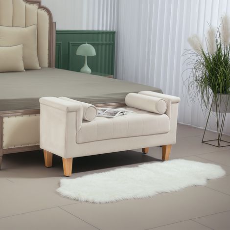 Banco tapizado con reposabrazos poliéster 115 cm OKMYHOME (1/5)