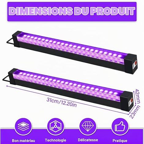 LED Black Light, UV Tube Light Purple LED UV Tube Light Party, Neon Painting, Fluorescent Poster, Halloween, Christmas (1/4)