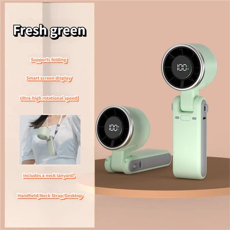 Petit ventilateur portatif à turbine à grande vitesse, ventilateur de bureau portable monté sur le cou pour le refroidissement extérieur (1/4)