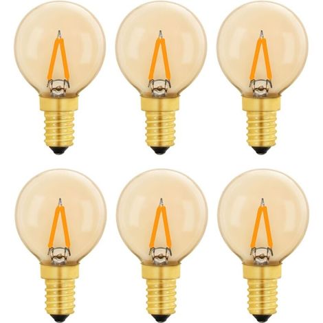 G40 Vintage Mini E14 LED-Glühbirne 1W, bernsteinfarbene Edison E14 Ersatzbirne 10W für dekorative Beleuchtung, warmweiß 2200K, nicht dimmbar, 6er-Pack (1/4)