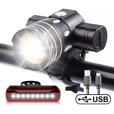 MIMOSON-Lampe de vélo LED rechargeable 5000 lumens – Étanchéité IPX6 – Autonomie jusqu'à 20 heures – Modes haut/bas/clignotant – Support de guidon inclus (1/4)