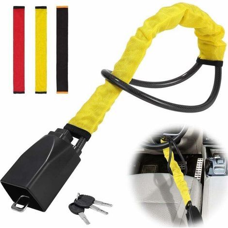 Antivol Voiture Volant - Canne Antivol Voiture Volant,Verrou de Volant de Voiture,Anti Vol Auto Sécurité,Verrouillage Universel Antivol du Volant en Acier Inoxydable Avec 3 Clés pour Auto Van Truck (1/5)