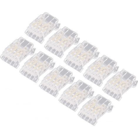 Packung mit 10 COB-LED-Streifenverbindern, 4 Pins, 10 mm, transparent und lötfrei, für Zuhause, Schule oder Büro. (1/5)