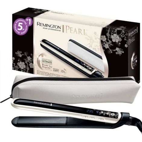Fer a Boucler-Remington S9500 Fer a Lisser, Lisseur Pearl Plaques Souples Advanced Ceramic XL avec Eclats de Perles, Cheveux Brillants (1/5)