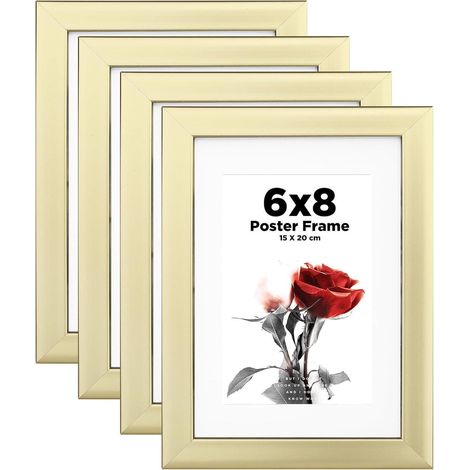 Bilderrahmen Holz Acrylglas Passepartout 10x15 Tisch 15x20 cm 4er Gold (1/4)